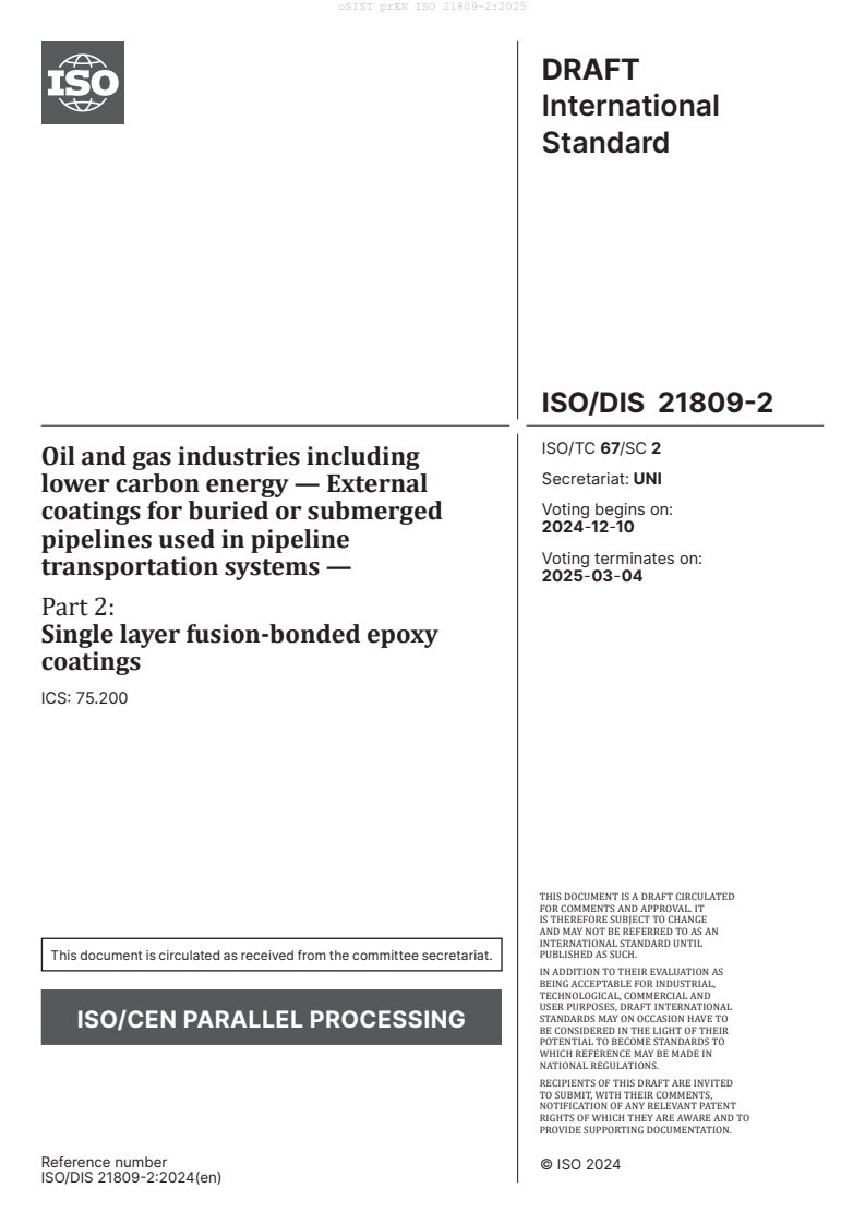 prEN ISO 21809-2:2025 - BARVE