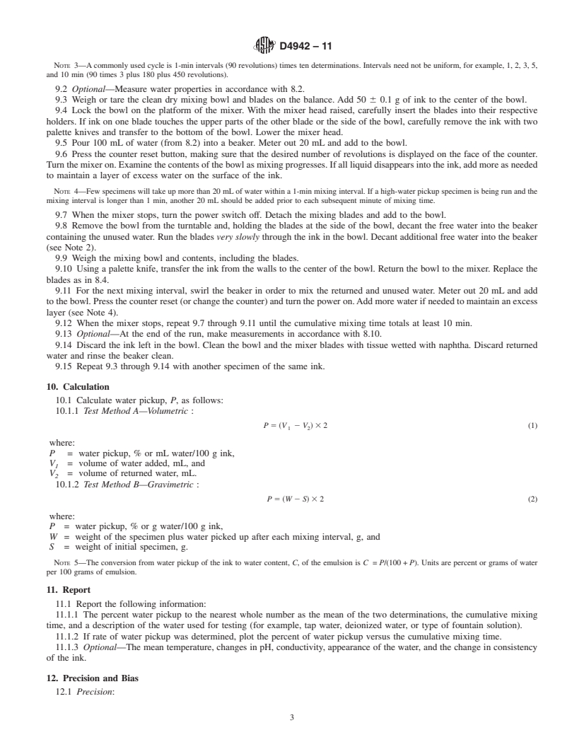 REDLINE ASTM D4942-11 - Standard Test Methods for Water Pickup of Lithographic Printing Inks and Vehicles in a Laboratory Mixer (Withdrawn 2020)