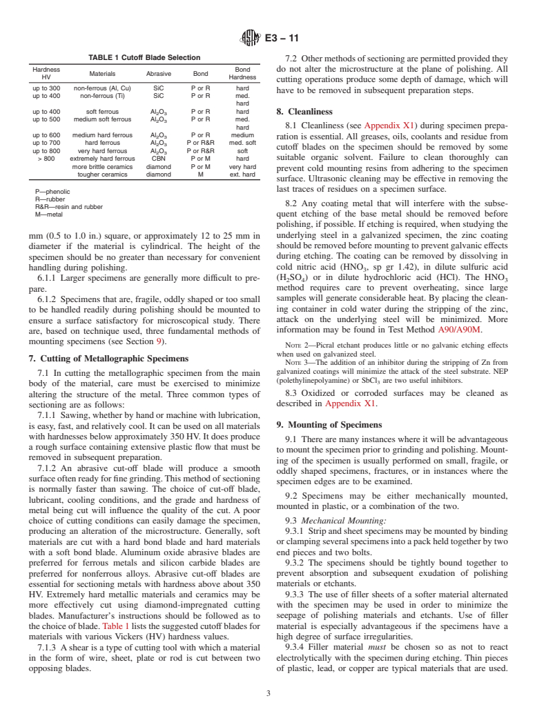 ASTM E3-11 - Standard Guide for Preparation of Metallographic Specimens