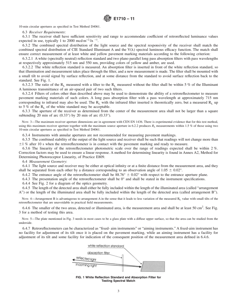 REDLINE ASTM E1710-11 - Standard Test Method for Measurement of Retroreflective Pavement Marking Materials with CEN-Prescribed Geometry Using a Portable Retroreflectometer