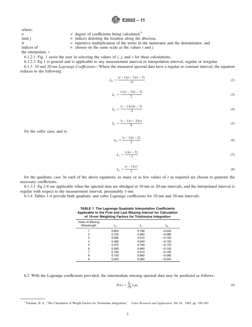 REDLINE ASTM E2022-11 - Standard Practice for Calculation of Weighting Factors for Tristimulus Integration