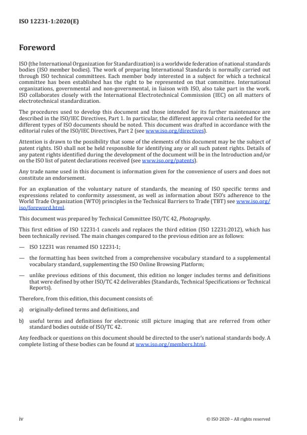 ISO 12231-1:2020 ISO 12231-1:2020 - Photography -- Electronic still picture imaging terminology - Page 4 preview