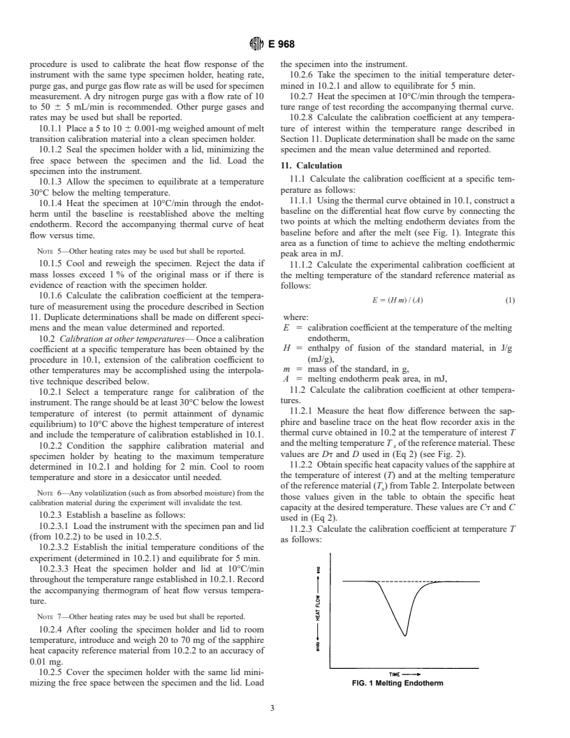 ASTM E968-99 - Standard Practice for Heat Flow Calibration of Differential Scanning Calorimeters