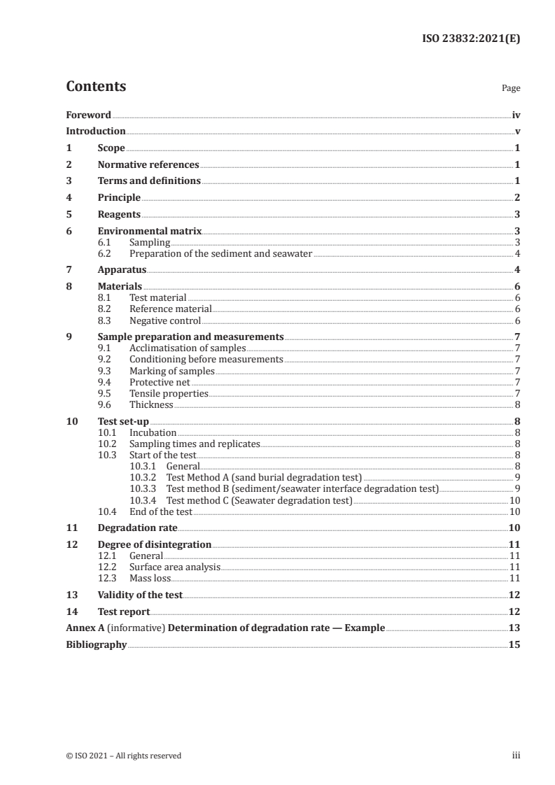 ISO 23832:2021 - Plastics — Test methods for determination of degradation rate and disintegration degree of plastic materials exposed to marine environmental matrices under laboratory conditions
Released:6/15/2021