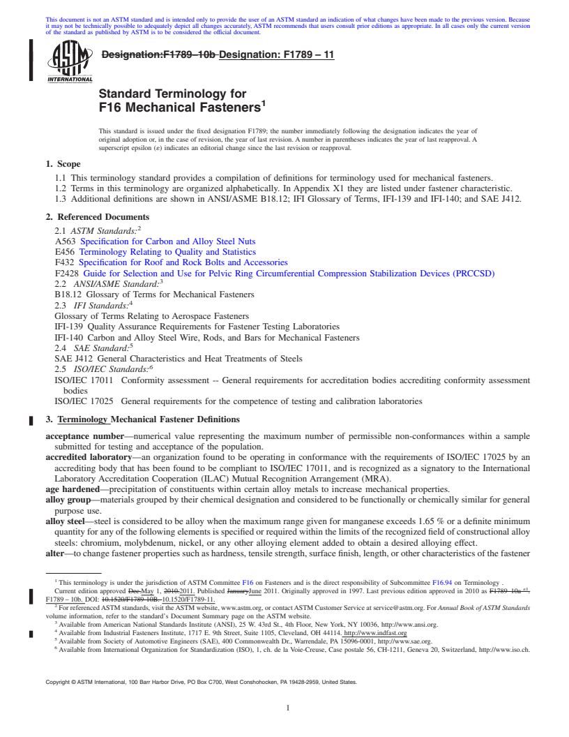 REDLINE ASTM F1789-11 - Standard Terminology for F16 Mechanical Fasteners