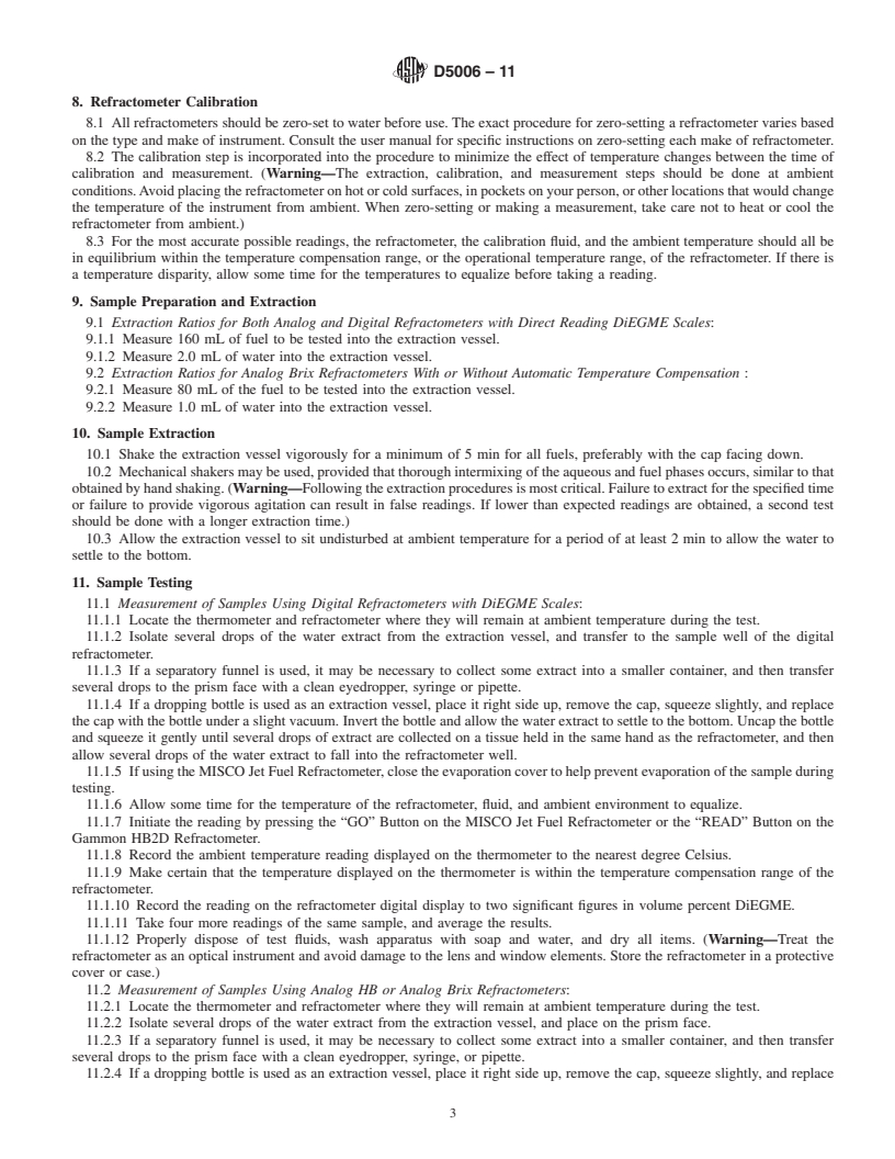 REDLINE ASTM D5006-11 - Standard Test Method for Measurement of Fuel System Icing Inhibitors (Ether Type) in Aviation Fuels