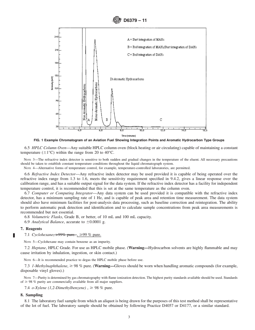 REDLINE ASTM D6379-11 - Standard Test Method for Determination of Aromatic Hydrocarbon Types in Aviation Fuels and Petroleum Distillates&#8212;High Performance Liquid Chromatography Method with Refractive Index Detection