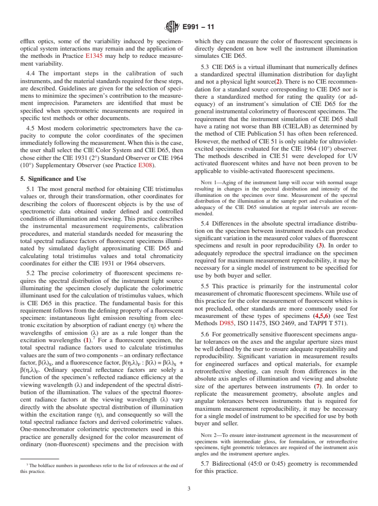 ASTM E991-11 - Standard Practice for Color Measurement of Fluorescent Specimens Using the One-Monochromator Method