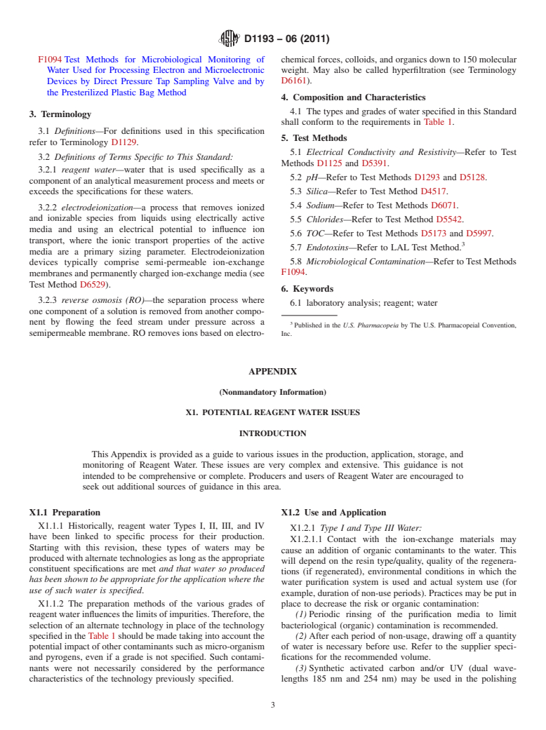 ASTM D1193-06(2011) - Standard Specification for Reagent Water