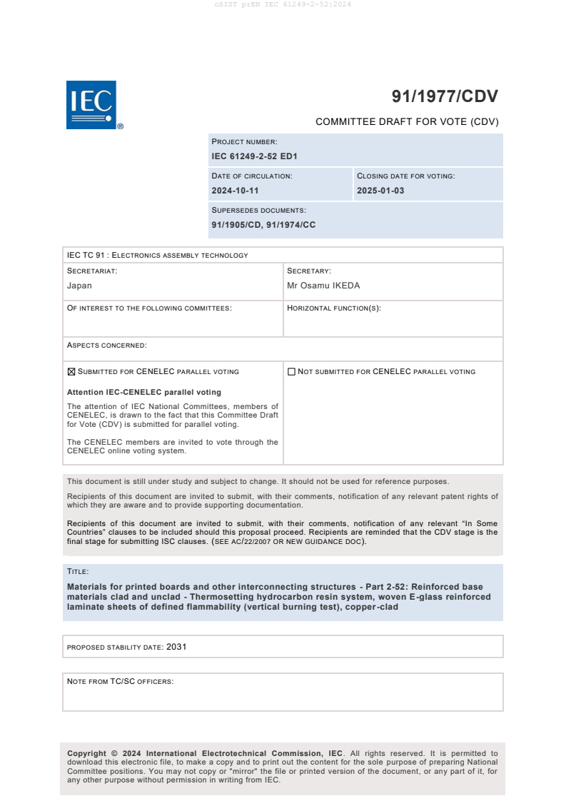 EN IEC 61249-2-52:2025 prEN IEC 61249-2-52:2024