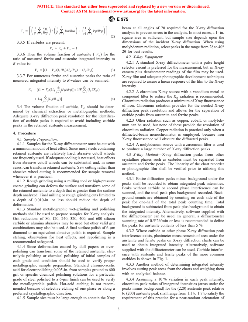 ASTM E975-00 - Standard Practice for X-Ray Determination of Retained Austenite in Steel with Near Random Crystallographic Orientation