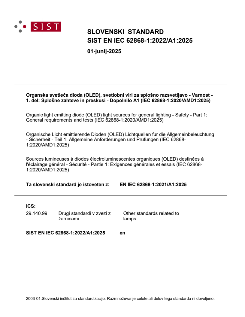 EN IEC 62868-1:2022/A1:2025