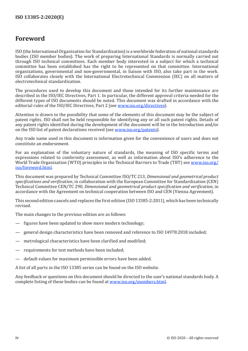 ISO 13385-2:2020 ISO 13385-2:2020 - Geometrical product specifications (GPS) — Dimensional measuring equipment — Part 2: Design and metrological characteristics of calliper depth gauges
Released:5/13/2020 - Page 4 preview