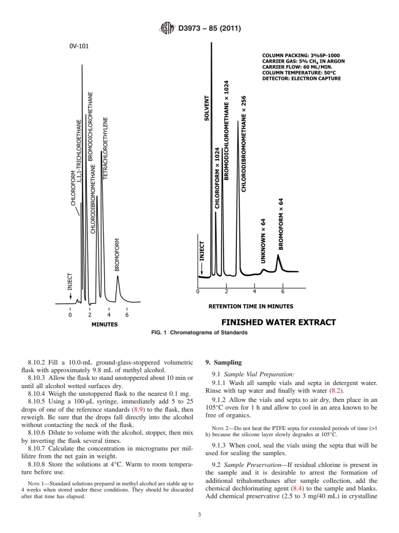 ASTM D3973-85(2011) - Standard Test Method for Low-Molecular Weight Halogenated Hydrocarbons in Water