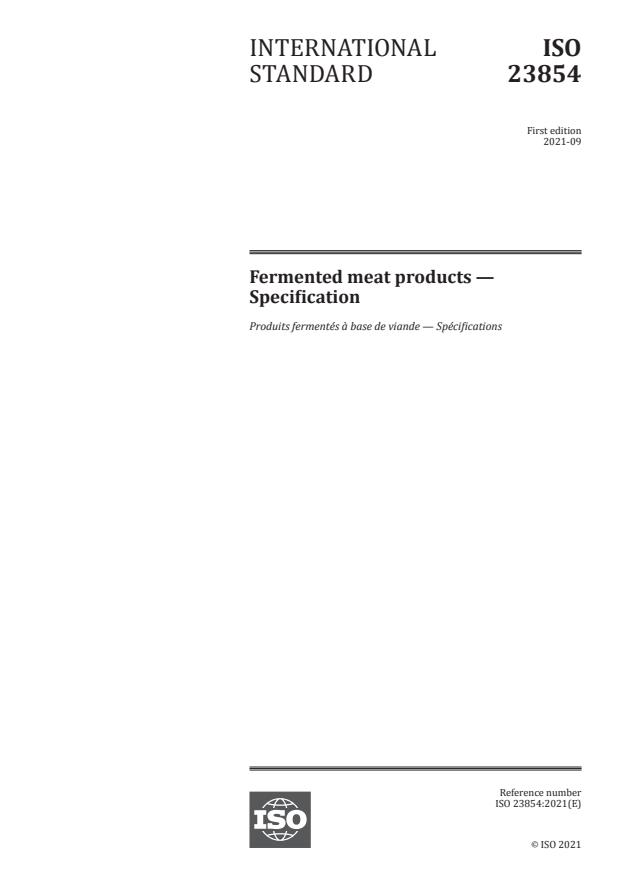 ISO 23854:2021 - Fermented meat products -- Specification