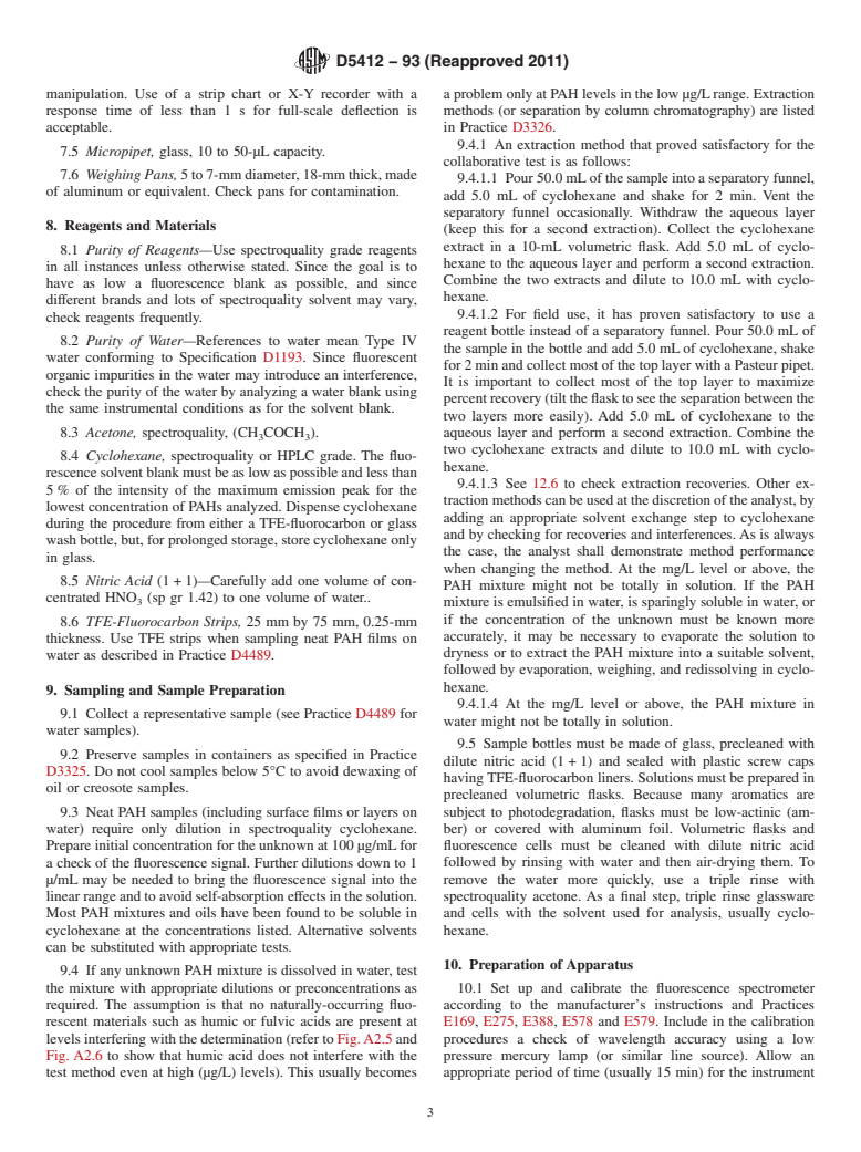 ASTM D5412-93(2011) - Standard Test Method for Quantification of Complex Polycyclic Aromatic Hydrocarbon Mixtures or Petroleum Oils in Water