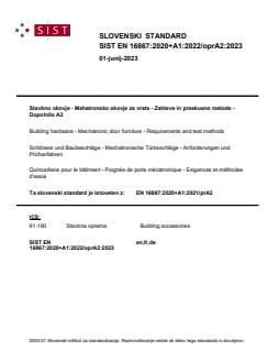 SIST EN 16867:2020+A1:2022/oprA2:2023 SIST EN 16867:2020+A1:2022/oprA2:2023 - Page 1 preview