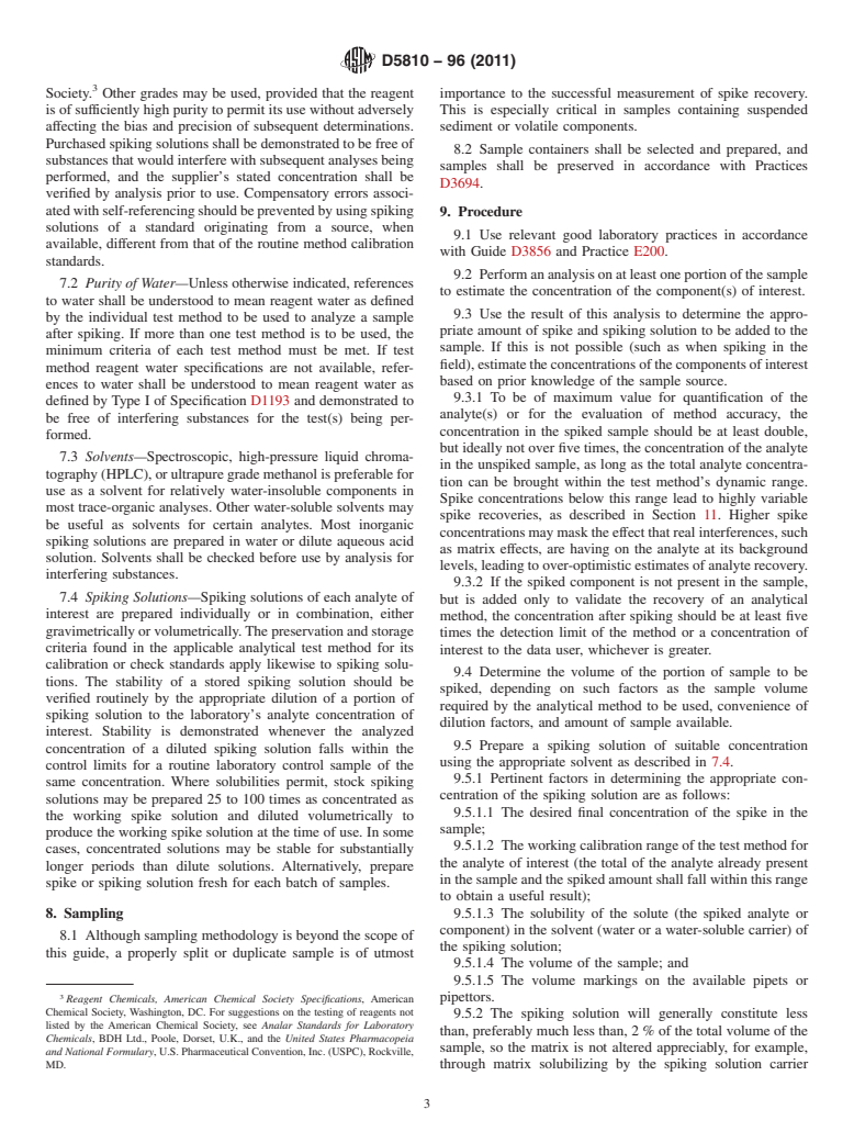 ASTM D5810-96(2011) - Standard Guide for Spiking into Aqueous Samples