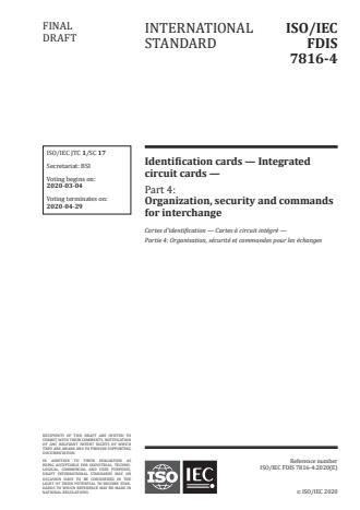 ISO/IEC 7816-4:2020 - Identification cards -- Integrated circuit cards