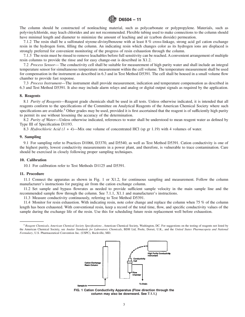 REDLINE ASTM D6504-11 - Standard Practice for On-Line Determination of Cation Conductivity in High Purity Water