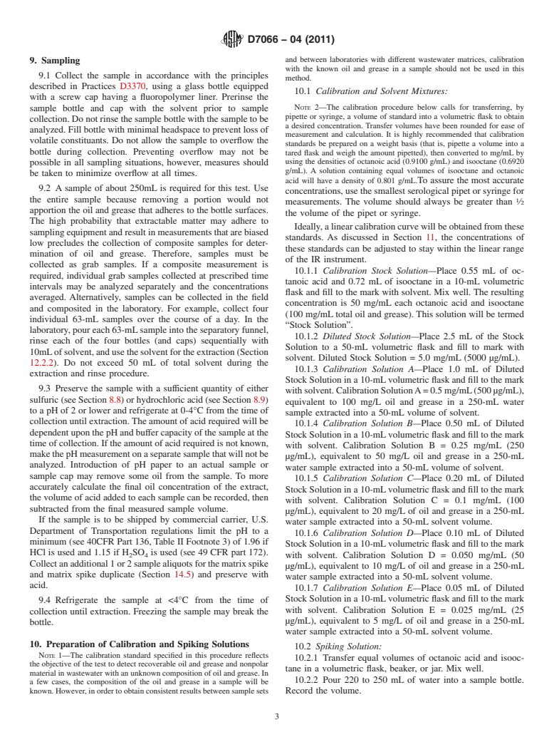 ASTM D7066-04(2011) - Standard Test Method for dimer/trimer of chlorotrifluoroethylene (S-316) Recoverable Oil and Grease and Nonpolar Material by Infrared Determination