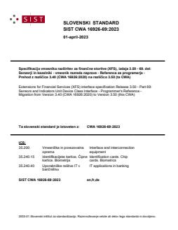 CWA 16926-69:2023 - BARVE - Page 1 preview