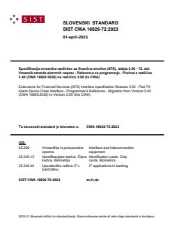 SIST CWA 16926-72:2023 - Page 1 preview