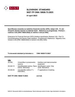 TP CWA 16926-73:2023 - Page 1 preview