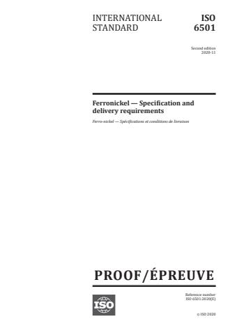 ISO 6501:2020 - Ferronickel -- Specification and delivery requirements