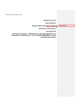 ISO/IEC 23008-3:2019/Amd 1:2019 REDLINE ISO/IEC 23008-3:2019/Amd 1:2019 - Information technology — High efficiency coding and media delivery in heterogeneous environments — Part 3: 3D audio — Amendment 1: Audio metadata enhancements
Released:7/1/2019 - Page 1 preview