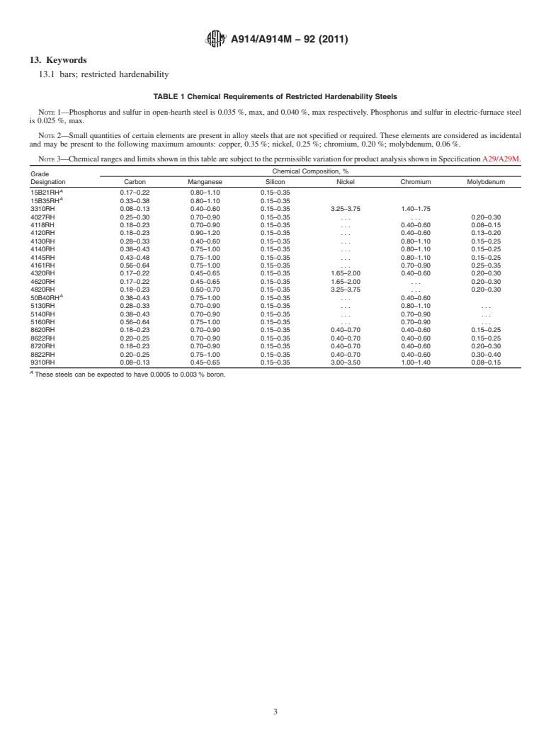 ASTM A914/A914M-92(2011) - Standard Specification for Steel Bars Subject to Restricted End-Quench Hardenability Requirements