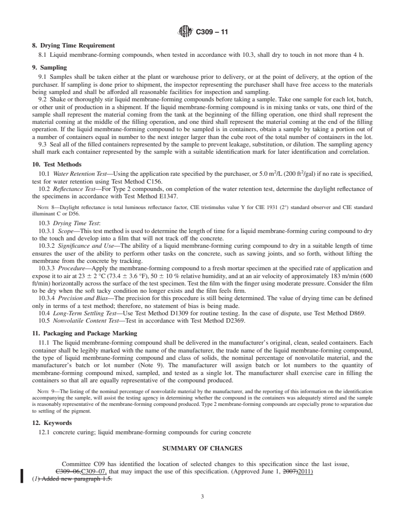 REDLINE ASTM C309-11 - Standard Specification for Liquid Membrane-Forming Compounds for Curing Concrete