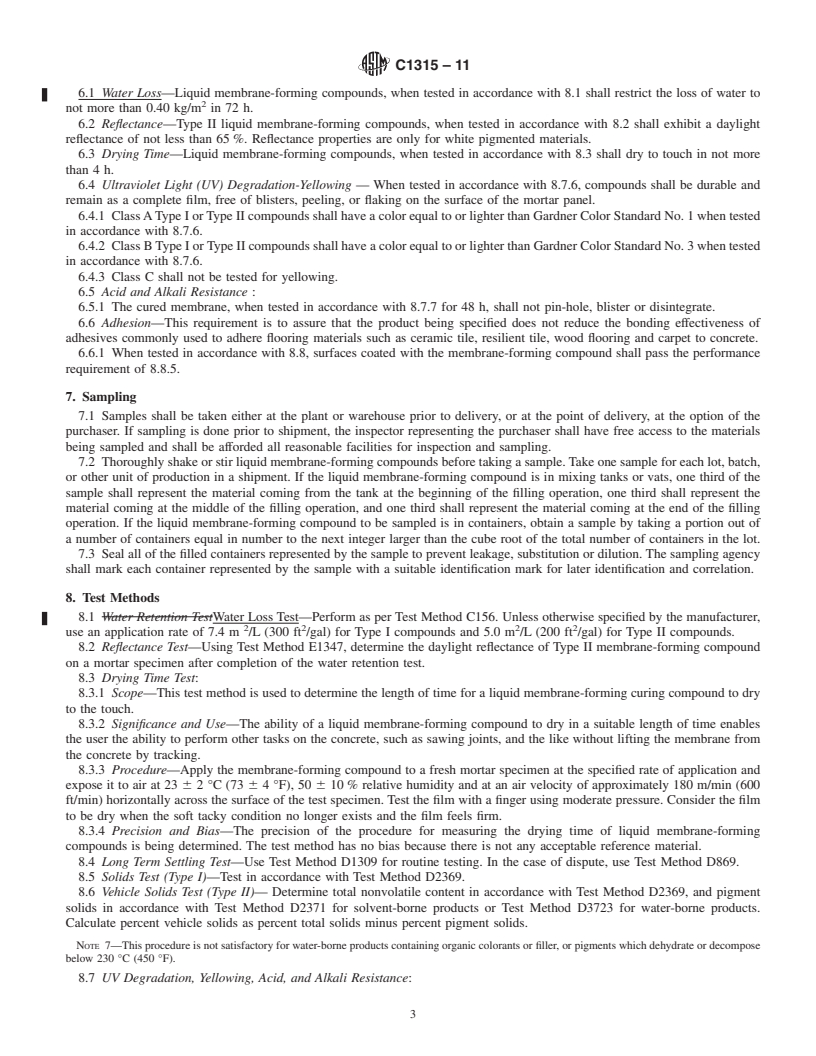 REDLINE ASTM C1315-11 - Standard Specification for  Liquid Membrane-Forming Compounds Having Special Properties for Curing and Sealing Concrete
