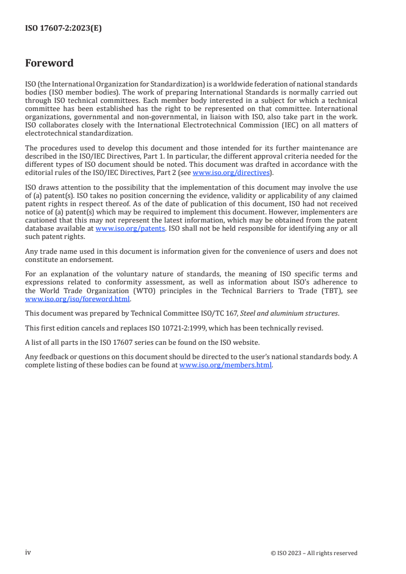 ISO 17607-2:2023 ISO 17607-2:2023 - Steel structures — Execution of structural steelwork — Part 2: Steels
Released:12/8/2023 - Page 4 preview