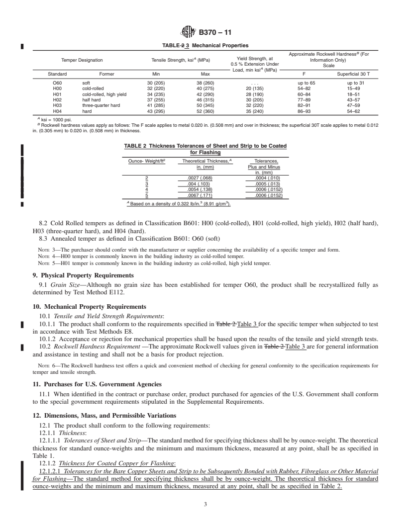 REDLINE ASTM B370-11 - Standard Specification for Copper Sheet and Strip for Building Construction