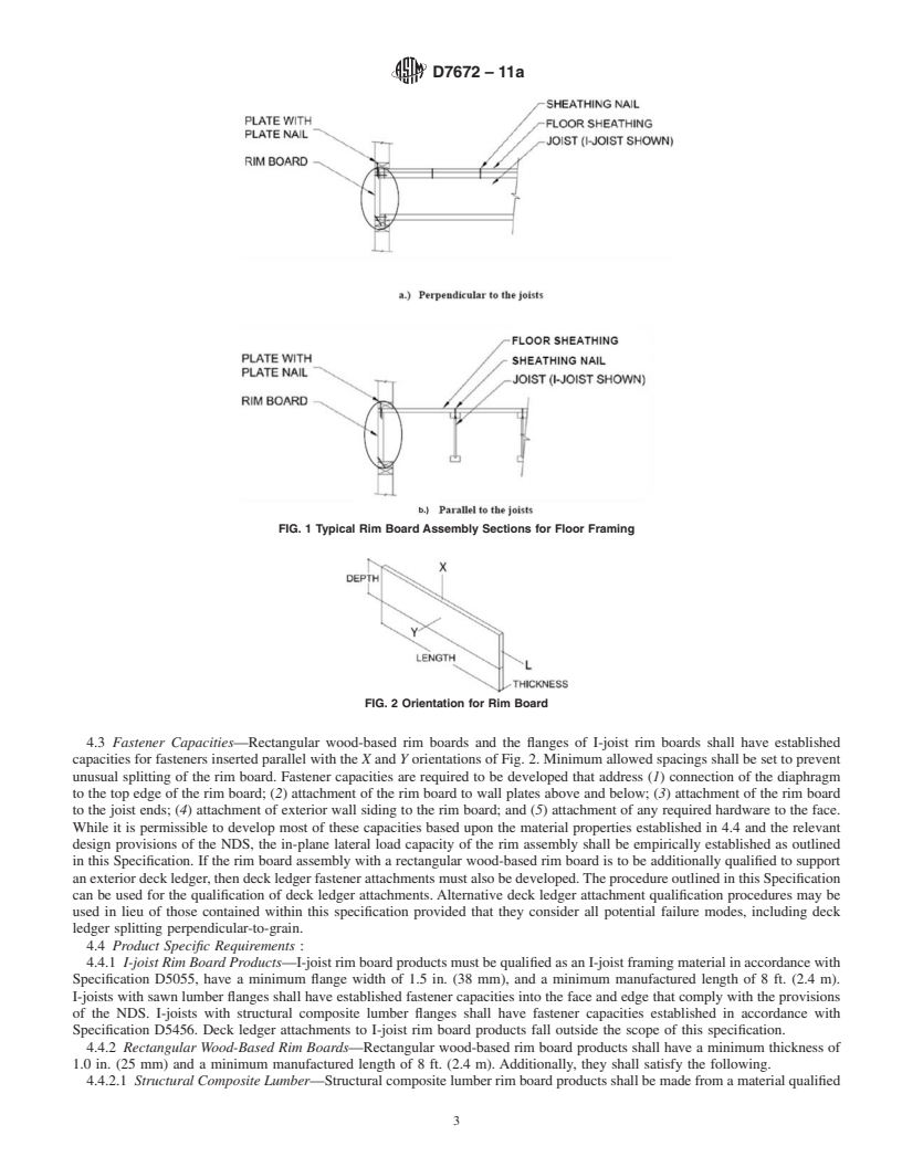 REDLINE ASTM D7672-11 - Standard Specification for Evaluating Structural Capacities of Rim Board Products and Assemblies