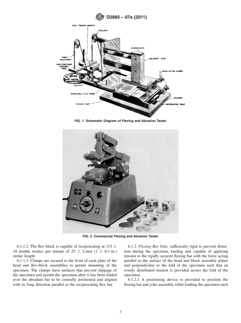 ASTM D3885-07a(2011) - Standard Test Method for  Abrasion Resistance of Textile Fabrics (Flexing and Abrasion Method)