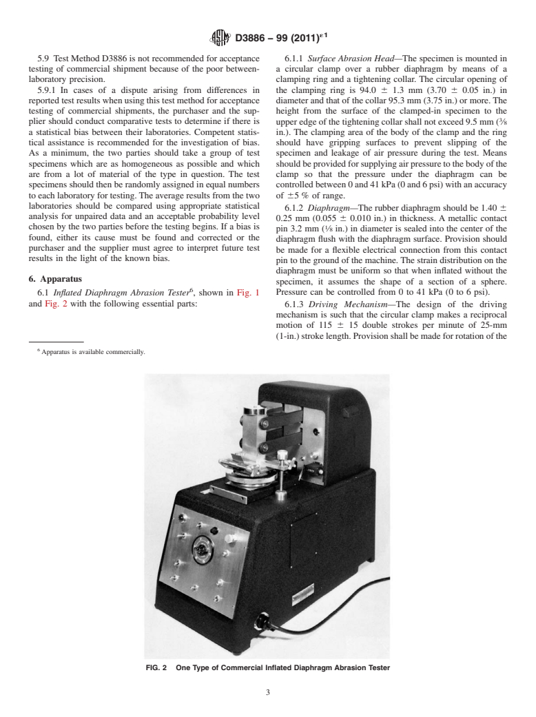 ASTM D3886-99(2011)e1 - Standard Test Method for  Abrasion Resistance of Textile Fabrics (Inflated Diaphragm Apparatus)