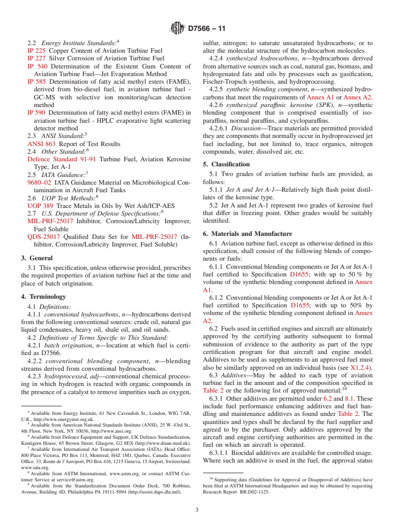 ASTM D7566-11 - Standard Specification for Aviation Turbine Fuel Containing Synthesized Hydrocarbons