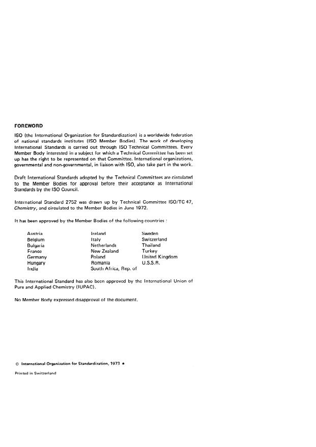 ISO 2752:1973 ISO 2752:1973 - Urea for industrial use -- Measurement of the variation of pH in the presence of formaldehyde -- Potentiometric method - Page 2 preview
