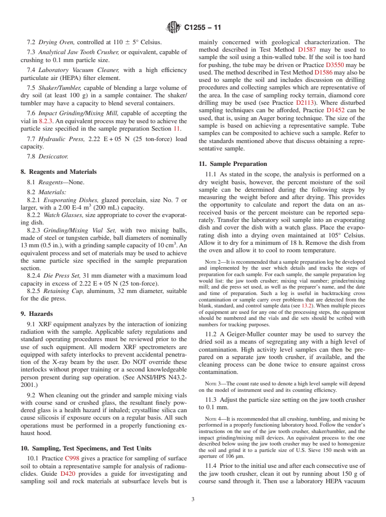 ASTM C1255-11 - Standard Test Method for  Analysis of Uranium and Thorium in Soils by Energy Dispersive X-Ray Fluorescence Spectroscopy