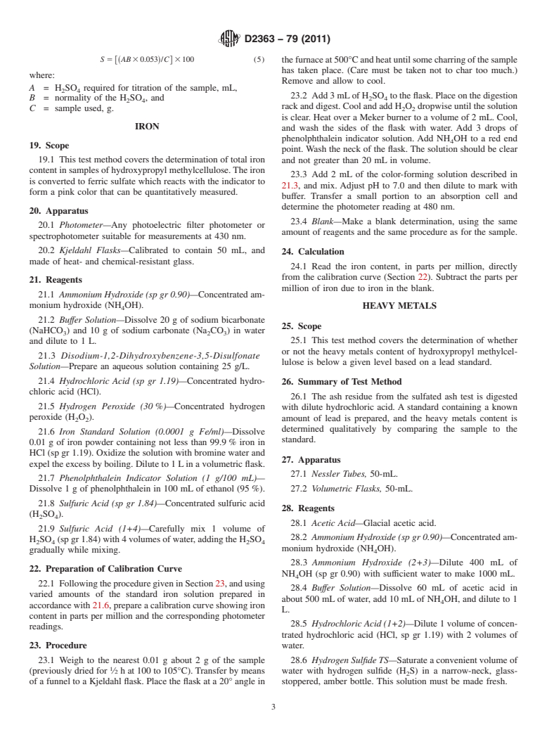 ASTM D2363-79(2011) - Standard Test Methods for Hydroxypropyl Methylcellulose