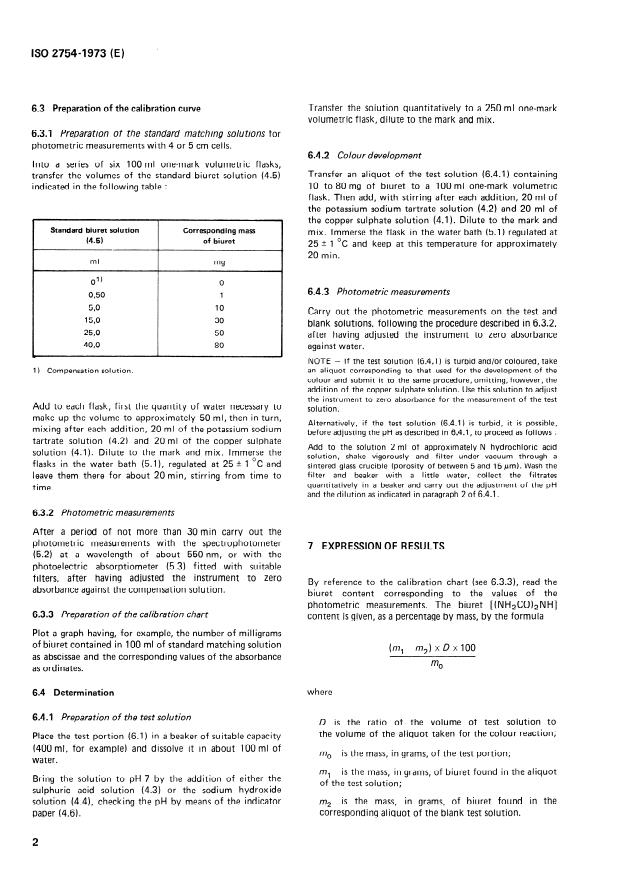 ISO 2754:1973 ISO 2754:1973 - Urea for industrial use -- Determination of biuret content -- Photometric method - Page 4 preview