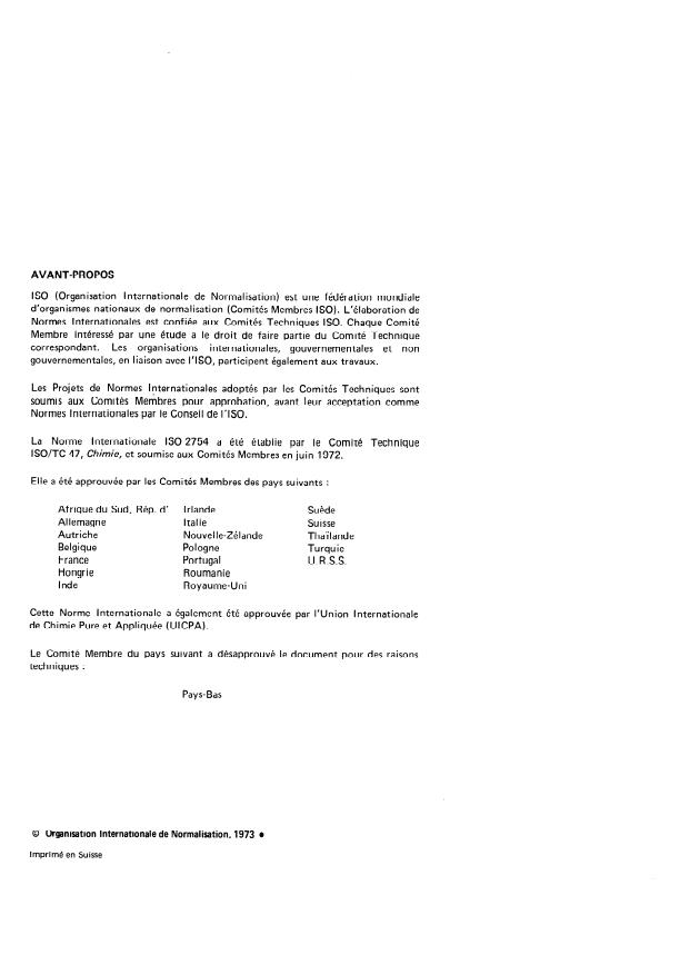 ISO 2754:1973 ISO 2754:1973 - Urée a usage industriel -- Dosage du biuret -- Méthode photométrique - Page 2 preview