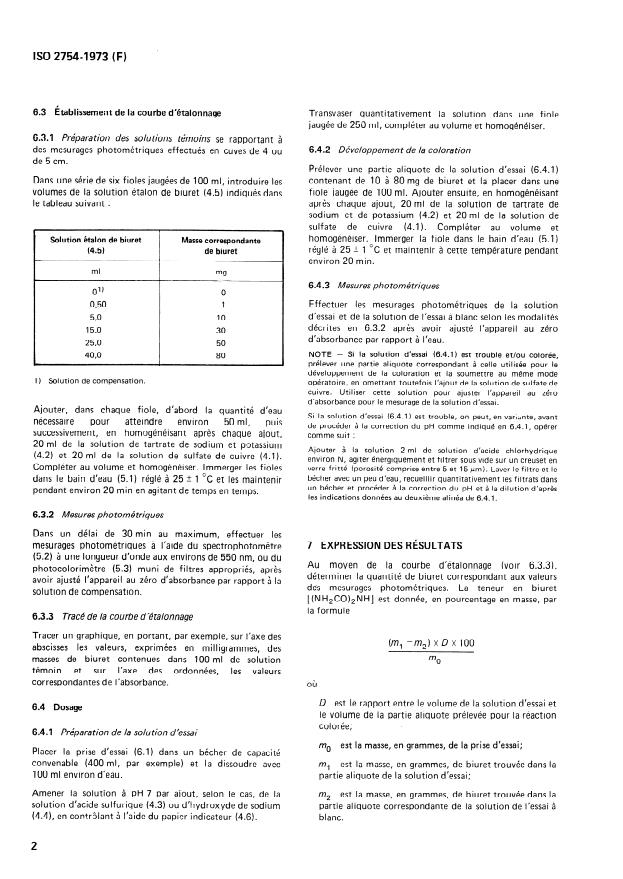 ISO 2754:1973 ISO 2754:1973 - Urée a usage industriel -- Dosage du biuret -- Méthode photométrique - Page 4 preview