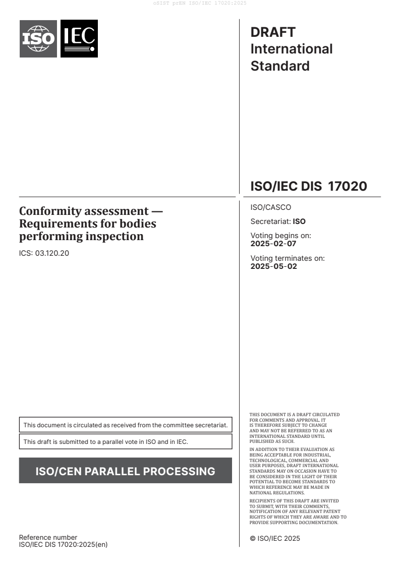 prEN ISO/IEC 17020:2025