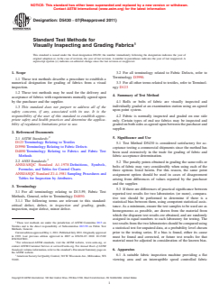 ASTM D5430-07(2011) ASTM D5430-07(2011) - Standard Test Methods for Visually Inspecting and Grading Fabrics - Page 1 preview