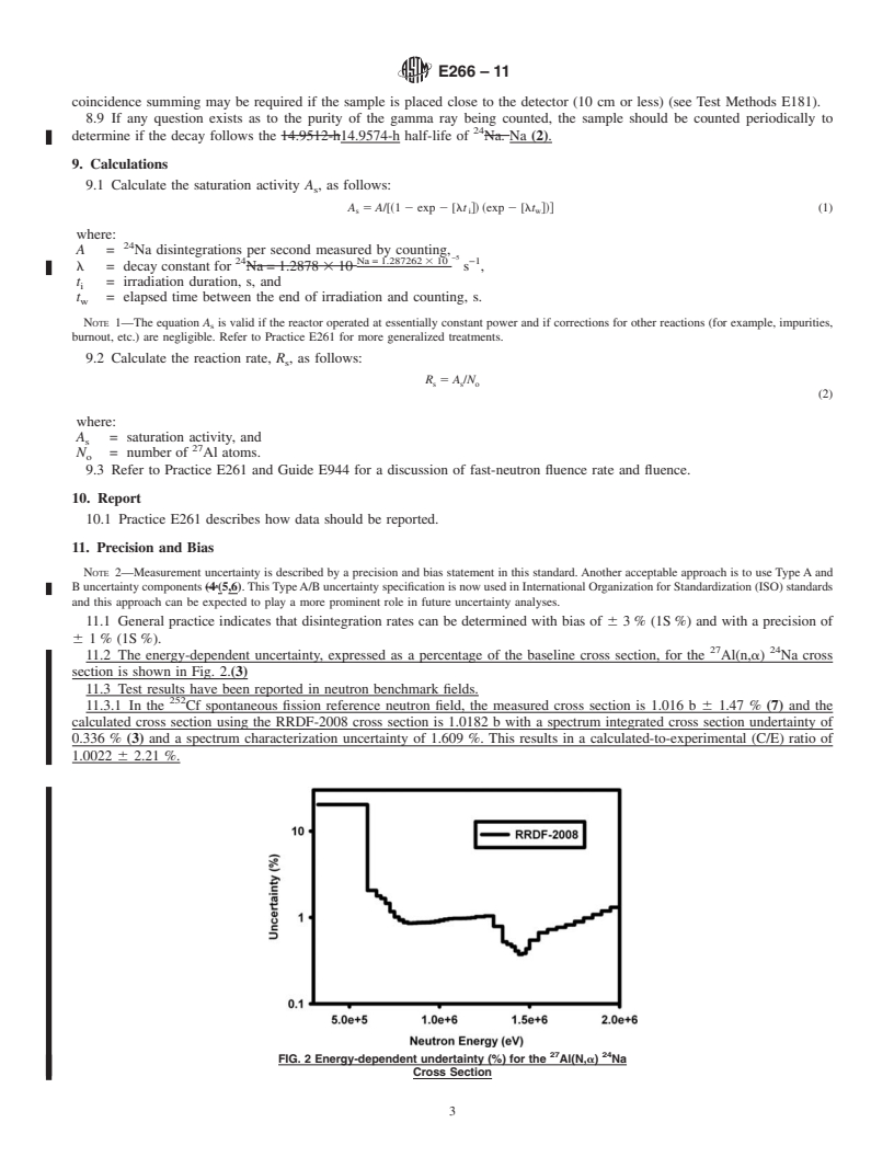 REDLINE ASTM E266-11 - Standard Test Method for Measuring Fast-Neutron Reaction Rates by Radioactivation of Aluminum