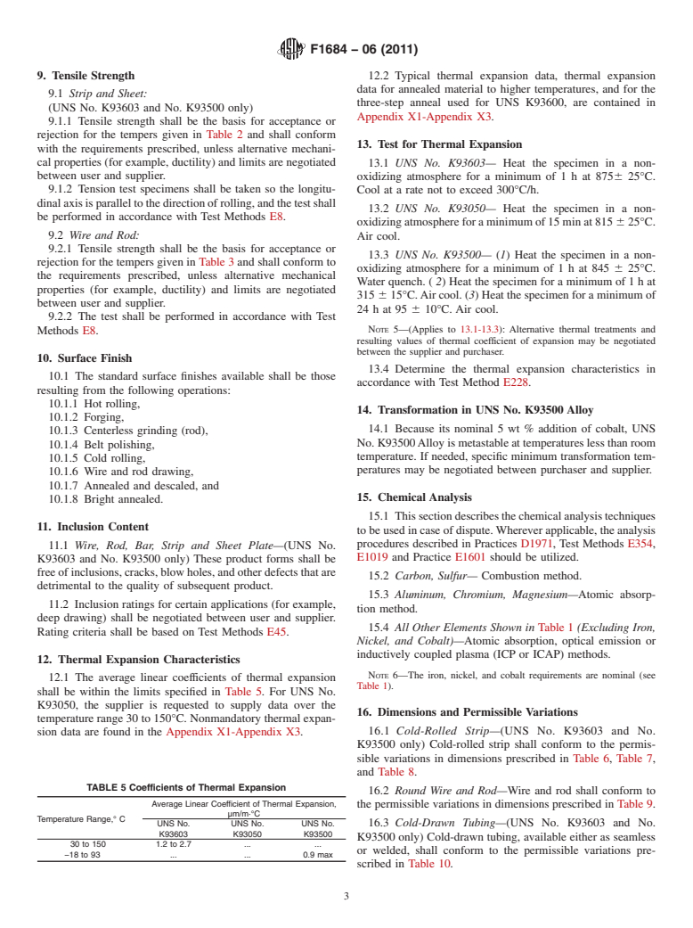 ASTM F1684-06(2011) - Standard Specification for Iron-Nickel and Iron-Nickel-Cobalt Alloys for Low Thermal Expansion Applications