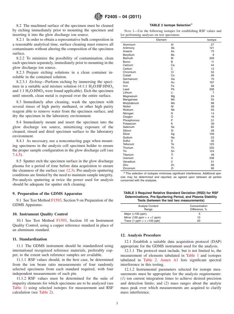 ASTM F2405-04(2011) - Standard Test Method for Trace Metallic Impurities in High Purity Copper by High-Mass-Resolution Glow Discharge Mass Spectrometer (Withdrawn 2020)